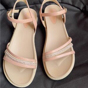 Women's Blush Pink Ankle-Strap Sandals with Decorative Straps